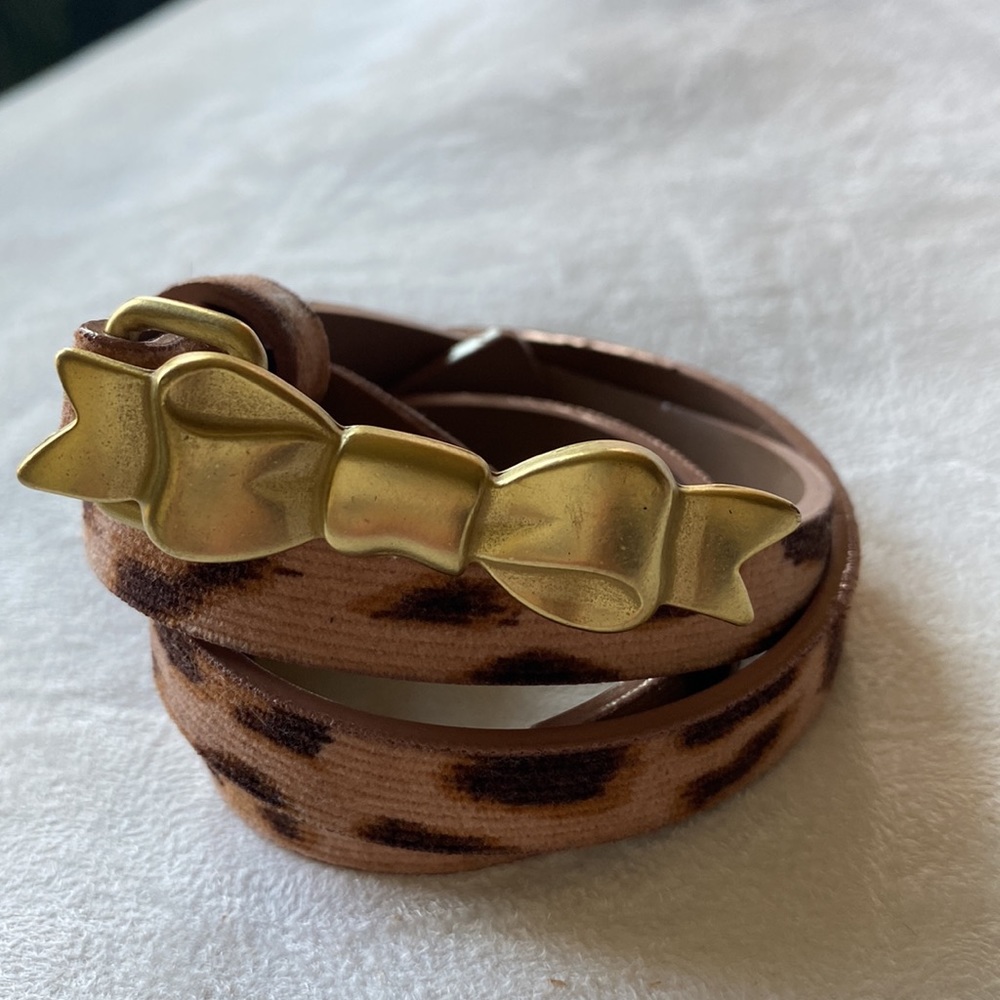 GAP Girls Leopard and Gold Bow Skinny Belt